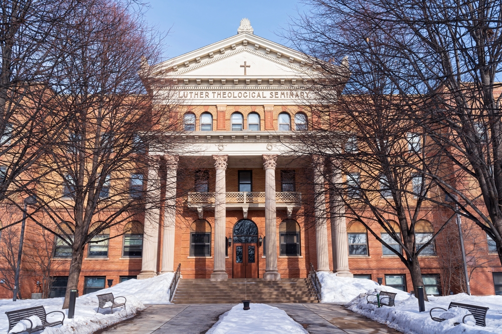 Facade of Luther Seminary in St Paul, Minnesota.